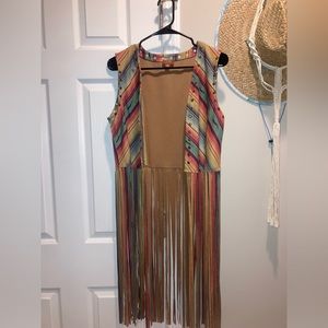 Scully serape fringe vest